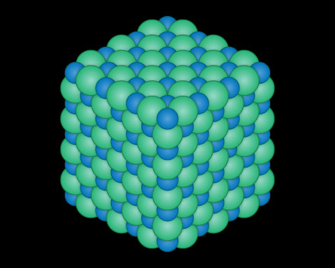Figure 5: A sodium chloride crystal, showing the rigid, highly organized structure.