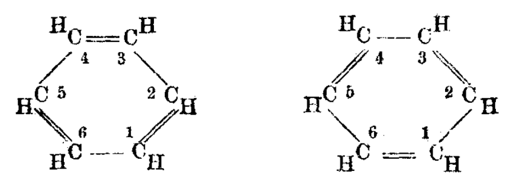 Figure 2: Kekulé’s proposal for the structure of benzene, 1872.